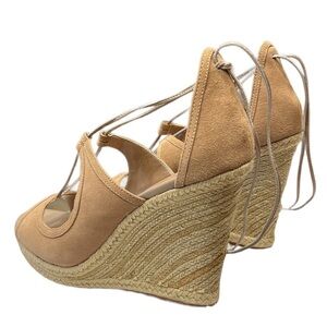 Trina Turk Lace Up Wedge Espadrille Tan  Sandals Size 9 NEW